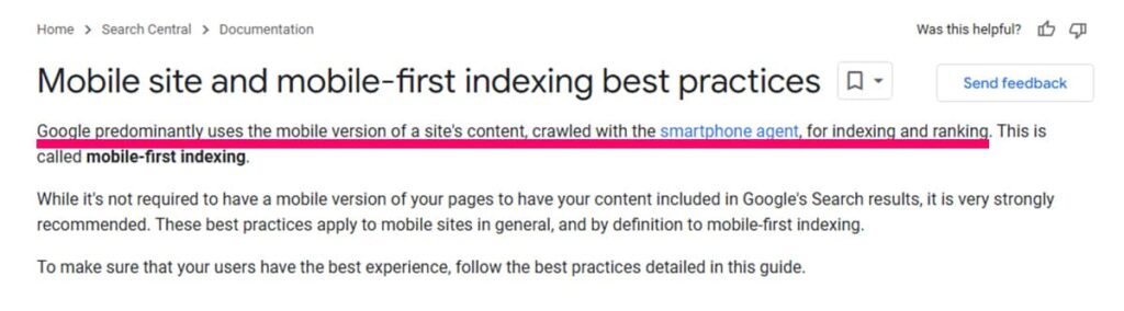 Mobile SEO Google guidelines for mobile-first indexing